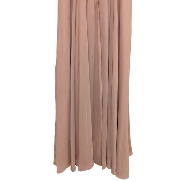 VIP Bridal Bridesmaid Blush Pink Long Formal Gown Spaghetti Strap A-Line 10 - Picture 7 of 11
